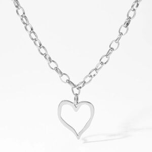 18K  Silver  Open Heart Necklace (5114)